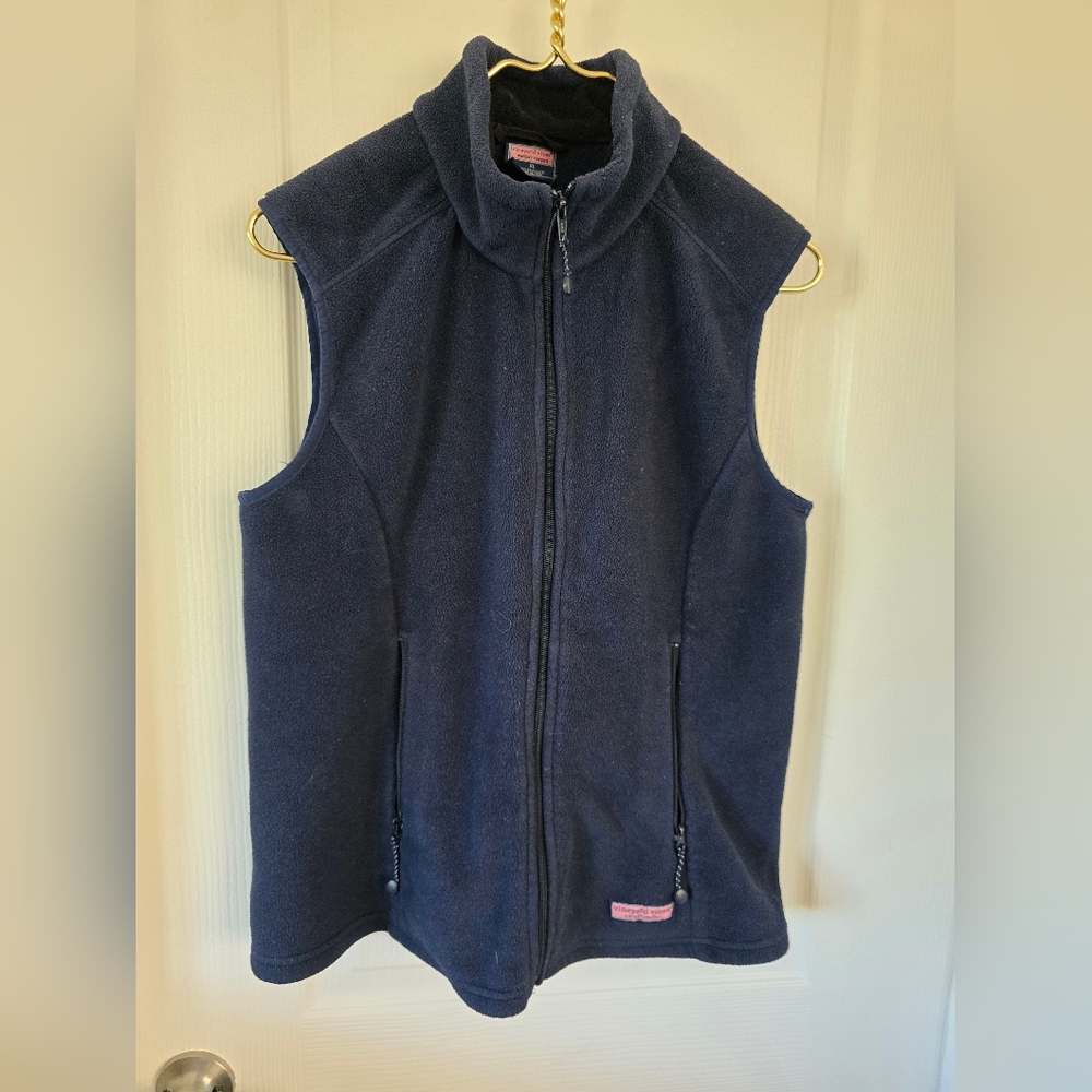 Vineyard Vines Navy Fleece Vest Utility Preppy Collegiate